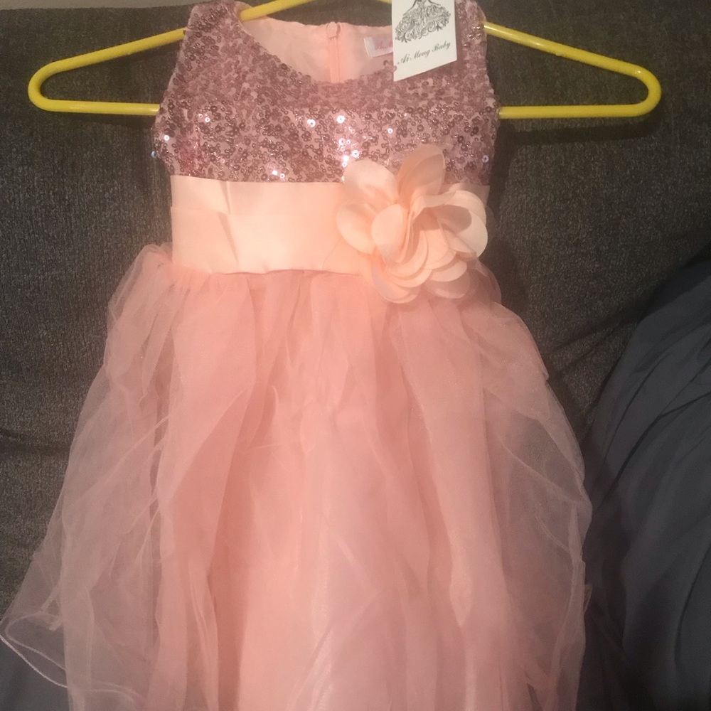 Size 2t pink tulle and sequin dress